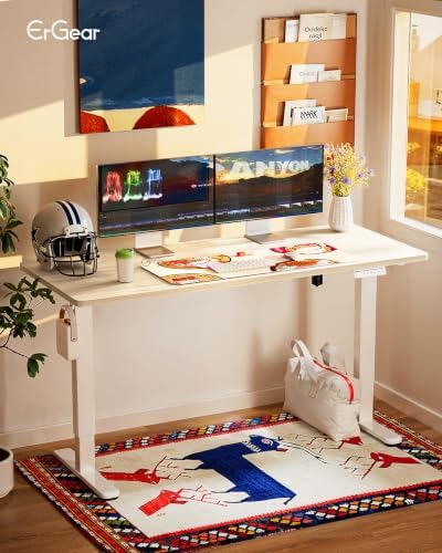 ErGear Height Adjustable Electric Standing Desk, 63 x 28 Inches Sit Stand up Desk, Memory Computer Home Office Desk, Natural - Image 2