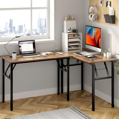 Need Office Computer Desk 47.2x23.6 in Sturdy Folding Laptop Table Retro - Image 4