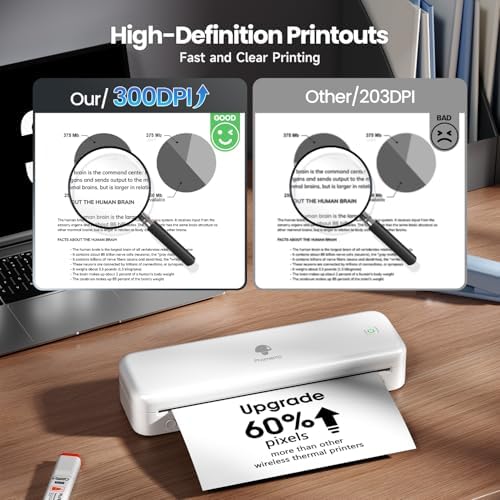 Phomemo M834 Inkless Portable Thermal Printer with a Case, 8.5 x 11, White - Image 3