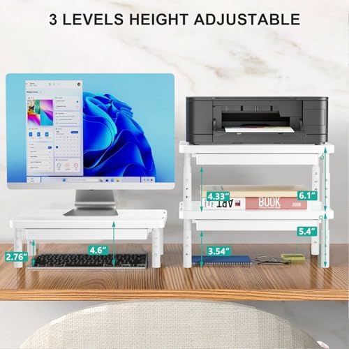 WALI Computer Monitor Stand with Storage, Monitor Riser 3 Height Adjustable - Image 2