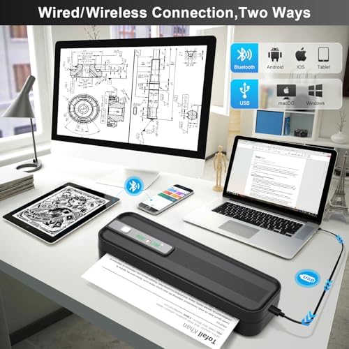 NETUM P801X Portable Printer Wireless for Travel, Inkless Thermal Printer for iOS,Andorid and PC, Supports Thermal Paper&Labels, 8.5"x11" US Letter & A4, for Home Office, Travel, Mobile Printing,Black - Image 2