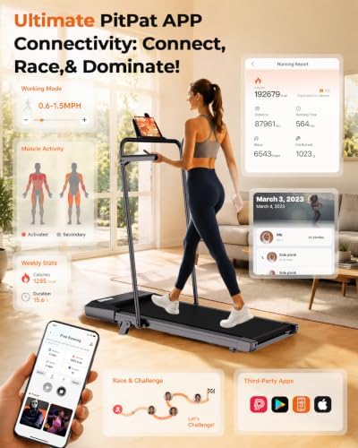 Superun Walking Pad with 6% Incline, Under Desk Treadmill, 3 in 1 Portable Treadmills for Home with Remote Control LED Display, 2.5 HP Quiet Mini Treadmill for Office Home Use, 300 Lbs Capacity - Image 6