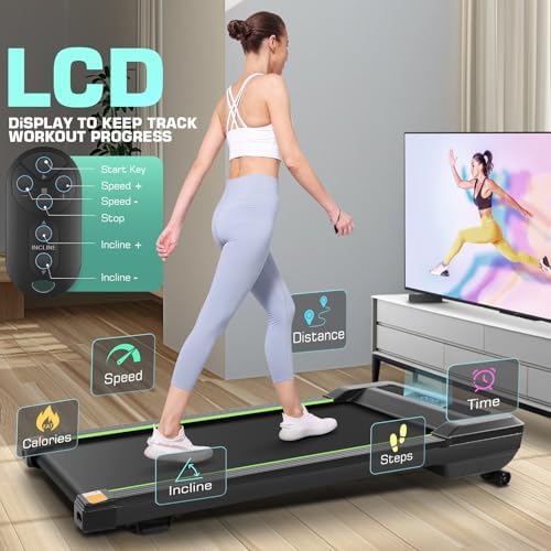 ANCHEER Walking Pads, 2 in 1 Under Desk Treadmill 2.5HP Compact Running Machine with Remote Control, 300lbs Weight Capacity for Home/Gym/Office,Ultra-Quiet, Installation-Free - Image 4