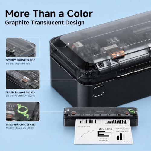 A8 Portable Thermal Printer, Wireless Bluetooth Inkless Printer for Travel, Supports 8.5" x 11" US Letter and A4 Thermal Paper, Compatible with iPhone, Android, Windows, Mac - Image 2