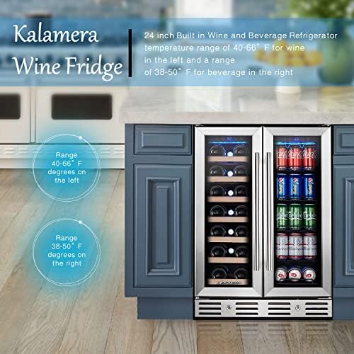 24 Inch Wine and Beverage Fridge, Wine Refrigerator Dual Zone Hold 20 Bottles and 78 Cans,Built-In or Freestanding Digital Touch Control - Image 2