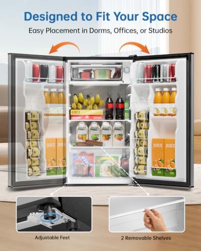 3.2 Cu Ft Mini Fridge with Freezer, Single Door Upright Freezer - Image 6