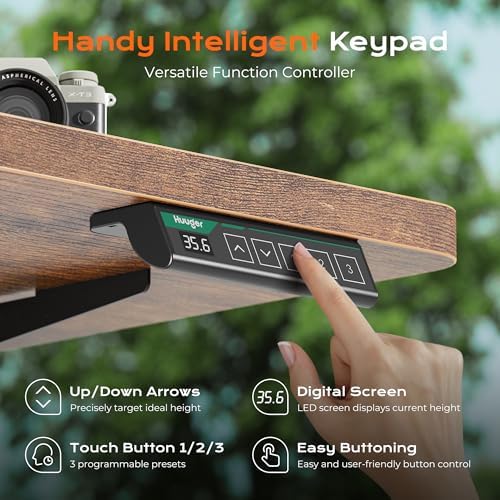 Huuger 78.7'' x 29.5'' Large Electric Standing Desk, Height Adjustable Computer Desk, 29.5" Deep Desktop, Stand up Gaming Office Desk with 2 Hooks, 3 Preset Heights, for Home Office, Rustic Brown - Image 6