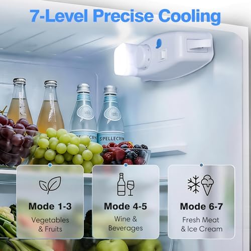 OSTBA Mini Fridge with Freezer - 3.2 Cu.ft 2-Door Upright Freezer, Compact Refrigerator with 2 Removable Shelves 7 Level Adjustable Thermostat, Removable Shelves for Bedroom Office Apartment, Silver - Image 3
