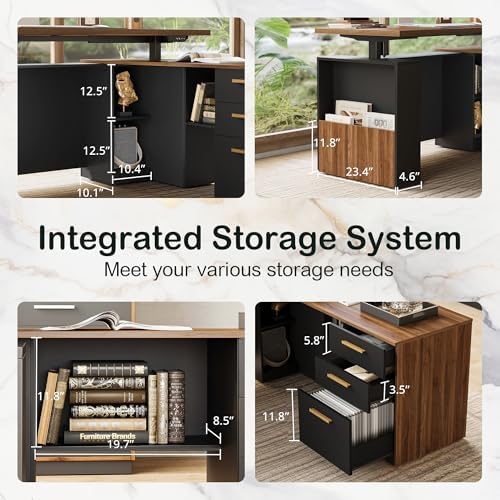 ModernMate 63" L Shaped Executive Standing Desk with 3 Drawers - Image 4