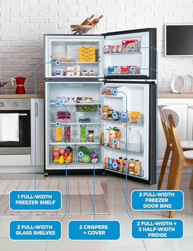 Commercial Cool 18 Cu. Ft. Top Mount Refrigerator with Freezer, 2-Door Refrigerator with Top Freezer and Adjustable Temperature Control, Ice Maker Ready, Energy Star Certified, Black - Image 4