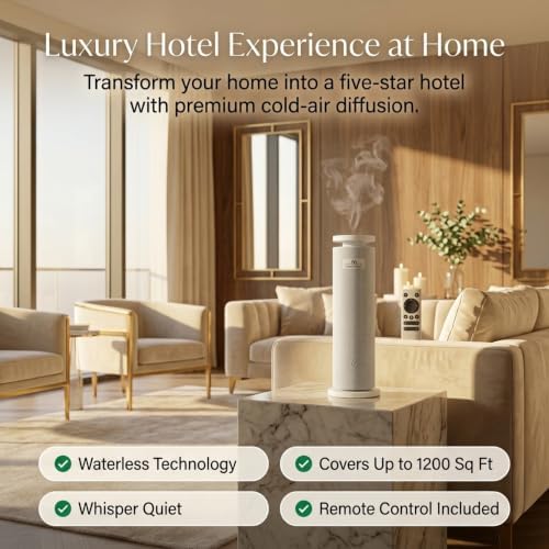 Waterless Scent Diffuser Starter Kit - Bluetooth App & Remote Control – Covers Up to 1000 Sq Ft - Suitable for Home & Hotel Series Diffuser, Includes 4 Scent Oils - Image 3