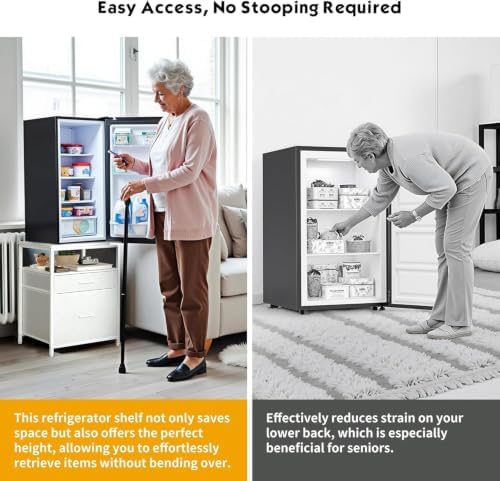 Herture Mini Fridge Stand with 3 Storage, Small Refrigerator Stand for Dorm - Image 4