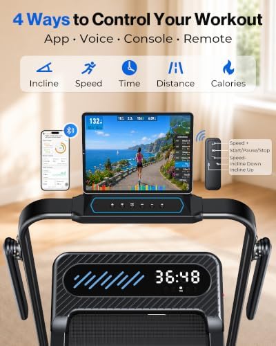 WELLFIT Walking Pad with 12% Auto Incline & Handle Bar, Foldable Treadmill - Image 5
