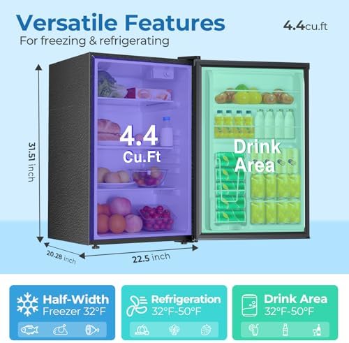 Electactic Compact Refrigerator 4.4 Cu.ft Mini Fridge, Single Door Refrigerator with Adjustable Temperature Settings, Low Noise, for Bedroom, Office, Dorm Black - Image 2