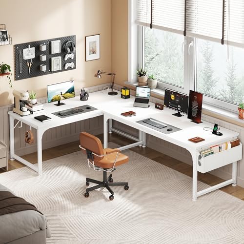 DurayLoly 55x24 Computer Desk, 2X Thicker Desktop,2.2” Steel Frame, White - Image 5