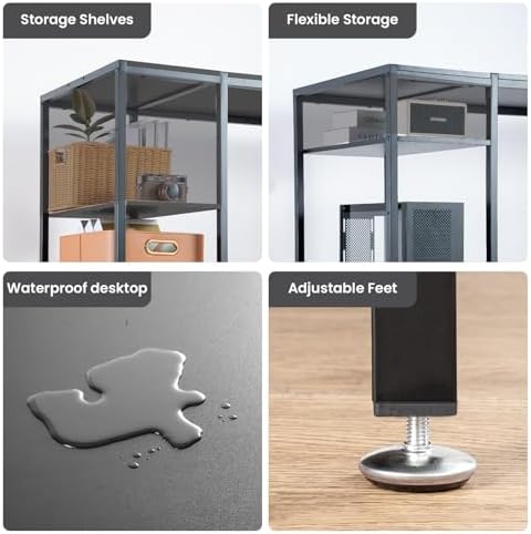 MINOSYS 47-inch Computer Desk with Storage Shelf - Your Ideal Black Gaming Desk for Bedrooms, Small Spaces, and Home Offices. This Modern Writing Desk is Perfectly Suited for PCs. - Image 5