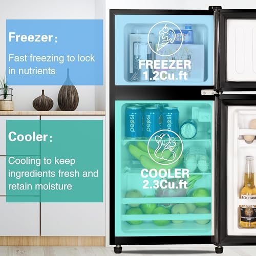 3.5 Cu.Ft Compact Refrigerator with Freezer – 2-Door, Black - Image 2