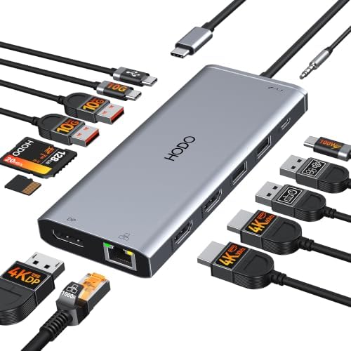 Laptop Docking Station 3 Monitor USB C Docking Station Dual Monitor Adapter by HODO