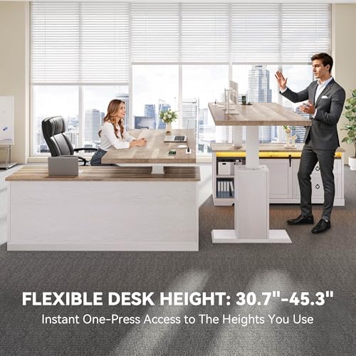 YITAHOME L Shaped Standing Desk with Power Outlets & LED Lights - Image 5