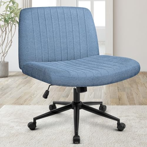 Orange Factory Criss Cross Chair, Wide Wheel Vanity Seat, Blue Dual Base by OrangeFactory
