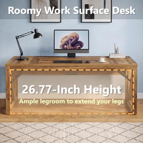 Tribesigns 63" L Shaped Executive Desk & 39" File Cabinet Set, Corner Computer Desk with Ample Storage, Large Industrial Retro Office Desk with Drawers & Shelves, for Home & Business, Rustic Brown - Image 5