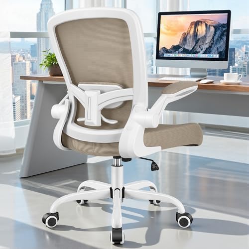 FelixKing Office Chair, Ergonomic Desk Chair Breathable Mesh Chairs Adjustable High Back Lumbar Support Flip-up Armrests, Executive Rolling Swivel Comfy Computer Chairs Home Office Khaki - Image 2