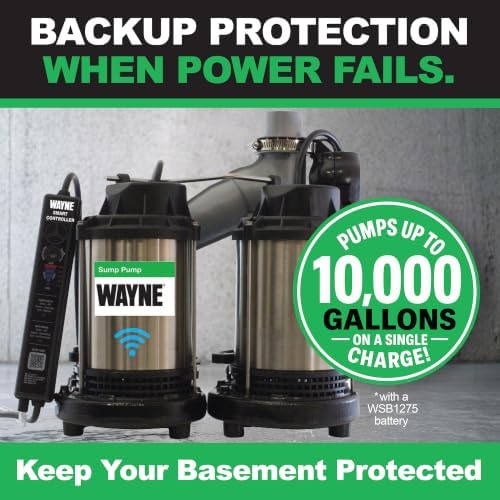 WAYNE WBPS50 1/2 HP Smart Sump Pump System – Primary & Battery Backup Ready, Smart Monitoring & Alerts, 5,100 GPH, Stainless Steel and Cast Iron, 5-Year Warranty - Image 4