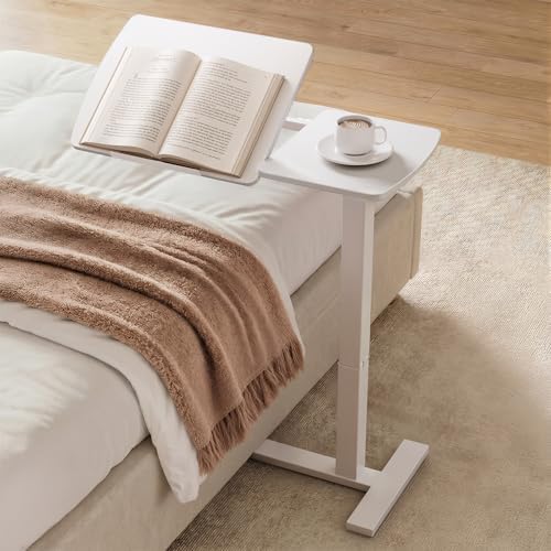 Sakugi Overbed Bedside Table with Wheels, Right-Side Tilt Top, 29.1"–39" H by Sakugi