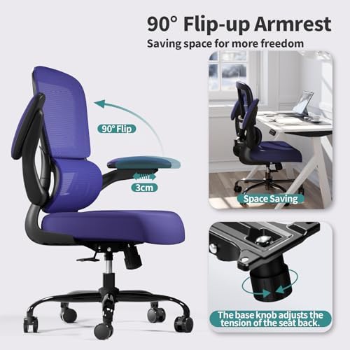 TRALT Office Chair - Ergonomic Desk Chair with Adjustable Lumbar Support, Mesh Computer Chair, Executive Chair for Home Office Comfortable Lumbar Support (1, Purple) - Image 5