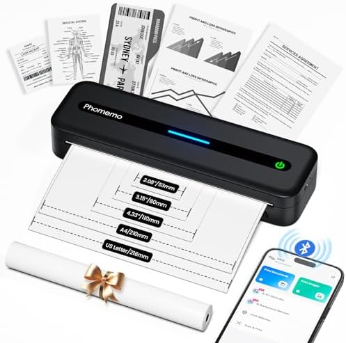 Phomemo M832 Portable Printers Wireless for Travel, Inkless Thermal Printer by Phomemo