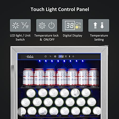 24 Inch Beverage Refrigerator Cooler,210 Cans Wide Beverage and Beer Fridge with Glass Door and Powerful Cooling Compressor, Built-in/Freestanding Drink Fridge for Kitchen, Bar or Office - Image 3