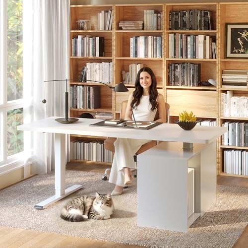 FLEXISPOT 55" Executive Standing Desk with Drawers & CPU Cabinet, White - Image 5