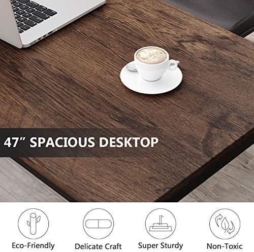 Tribesigns Modern Simple Computer Desk, 47 inch Vintage Office Desk Computer Table, Study Writing Study Desk Workstation for Home Office, Rustic Brown - Image 5