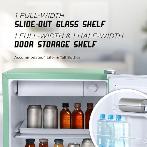 ICEBOX 1.7 Cu. Ft. Compact Refrigerator, ENERGY STAR Certified Small Refrigerator, Single Door Mini Fridge with Chiller Compartment, R600a Refrigerant, IBCR17MNT, Mint Green - Image 3