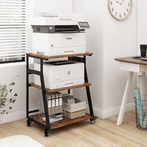 Natwind 3 Tier Large Printer Stand, 24"x20", with Charging Station,Retro by Natwind