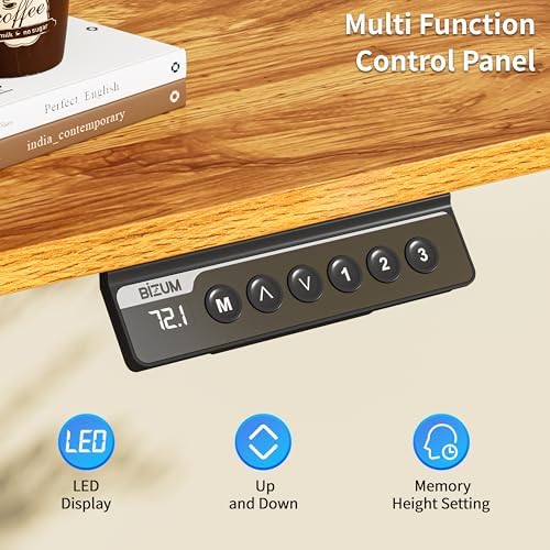 BIZUM 40x24 Inch Electric Standing Desk with Memory Presets, Quiet Motor Height Adjustable Stand Up Desk for Home Office & Gaming, Ergonomic Sit Stand Workstation，Light Rustic Brown - Image 6