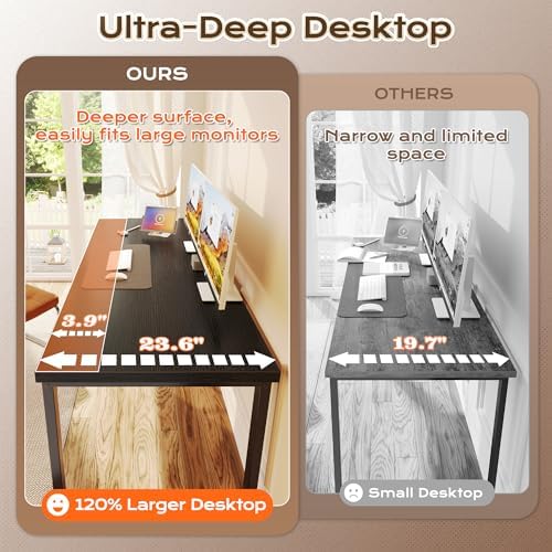Huuger 63 x 24 inch Desk with Power Outlets & 0.95 Inch Thicker Desktop - Image 7
