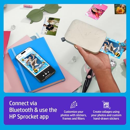 HP Sprocket Select 2.3x3.4 Instant Photo Printer, Print Pictures on Zink Sticky-Backed Paper from Your iOS & Android Device, Portable Printer for Home Use and Travel, Eclipse - Image 3
