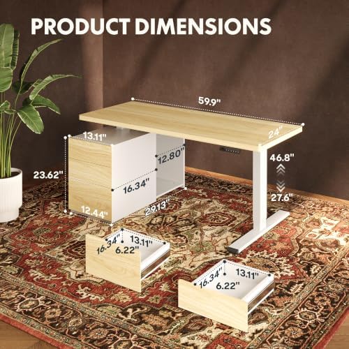 FLEXISPOT 60" Executive Standing Desk with Drawers & CPU Cabinet - Image 2