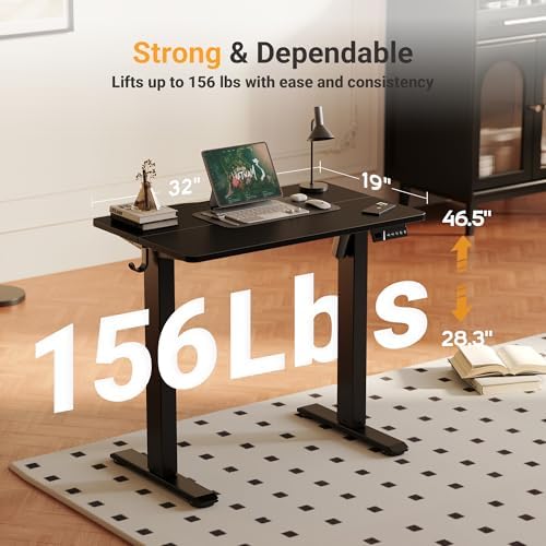 YDN Electric Standing Desk, 32x19 Inch, Black - Image 3