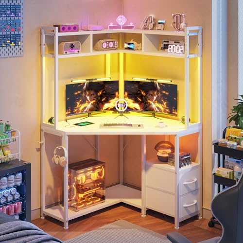 DurayLoly 63"Triangular Corner Desk with Hutch,Ample Storage for Small Room - Image 3