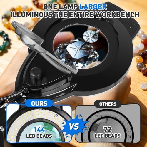 KIRKAS LED Magnifying Lamp with Clamp, 2,200 Lumens Dimmable 28in 12X 30X - Image 3
