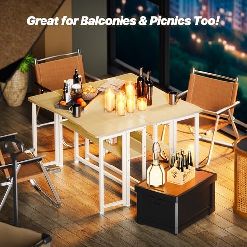 Huuger Folding Desk with Storage Shelf, 39.3 Inch Foldable Computer Table - Image 7