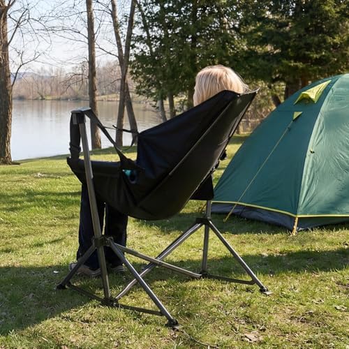 Timber Ridge Hammock Camping Chair with Adjustable Backrest, Heavy Duty Folding Hammock Chair Supports 300lbs, Portable Hammock Chair for Camping, Travelling and Patio, Black 2 Pack - Image 2