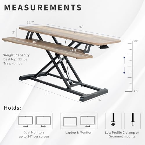 VIVO Reclaimed Wood 36 in Standing Desk Converter, DESK-V036KP - Image 3