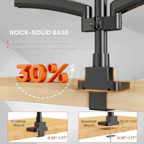 PUTORSEN Triple Monitor Mount for 17-32'' Screens, 22 lbs/arm - Image 5
