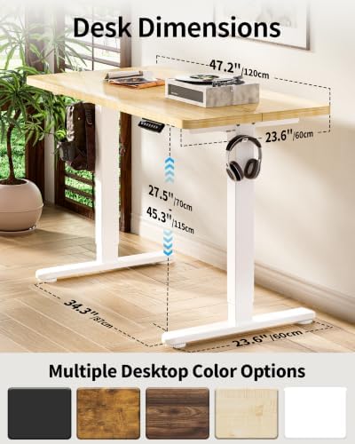 BIZUM Standing Desk Electric Adjustable Computer Desk-Stand up Desk Office Gaming Home Office Memory Desks 48x24 inches Maple - Image 3