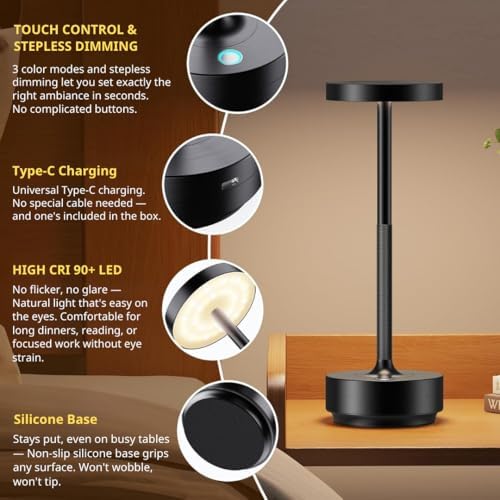 Rechargeable Cordless Table Lamp with 5000mAh Battery IP54 Waterproof LED - Image 6