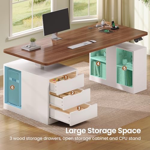 SEDETA 63" Modern Electric Standing Desk with 3 Drawers, Storage Shelves - Image 5