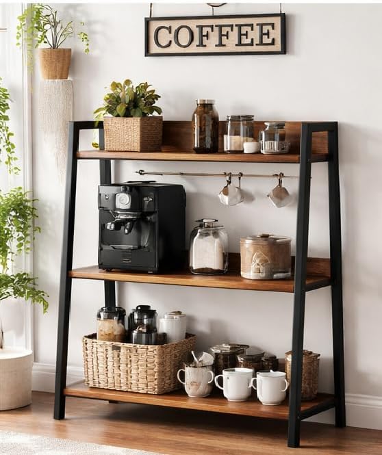Ladder Shelf, 3 Tier Bookshelf, Small Bookshelf for Small Spaces, Wood and Metal Bookcase, Ladder Bookshelf, Modern Storage Shelf for Living Room and Office (Black, Ladder) - Image 5